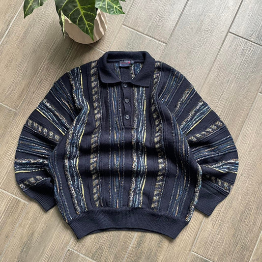 Y2k vintage grandpacore navy made in UK M jumper