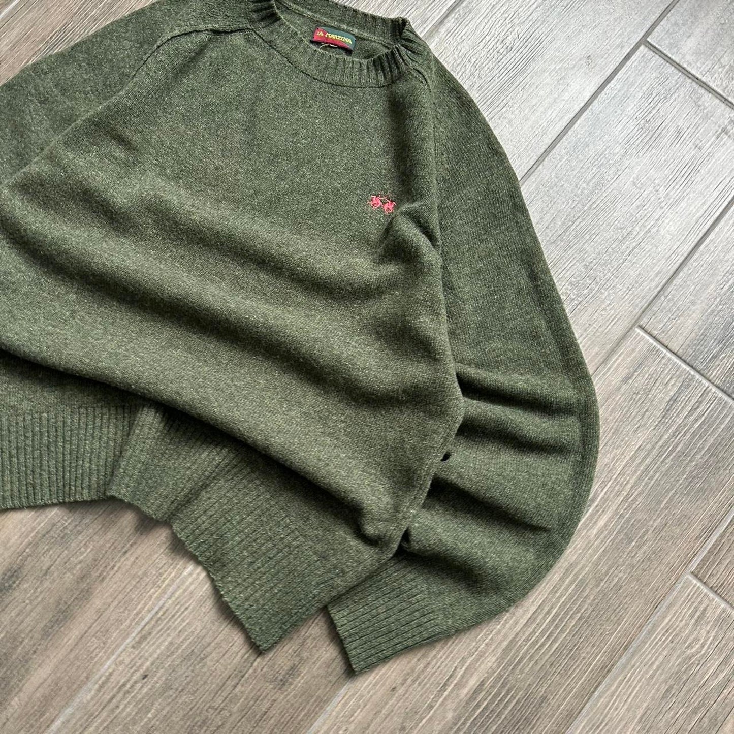 La Martina green wool winter knit sweater