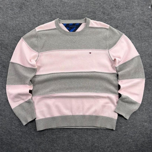 Tommy Hilfiger Pink & Grey Striped Sweater