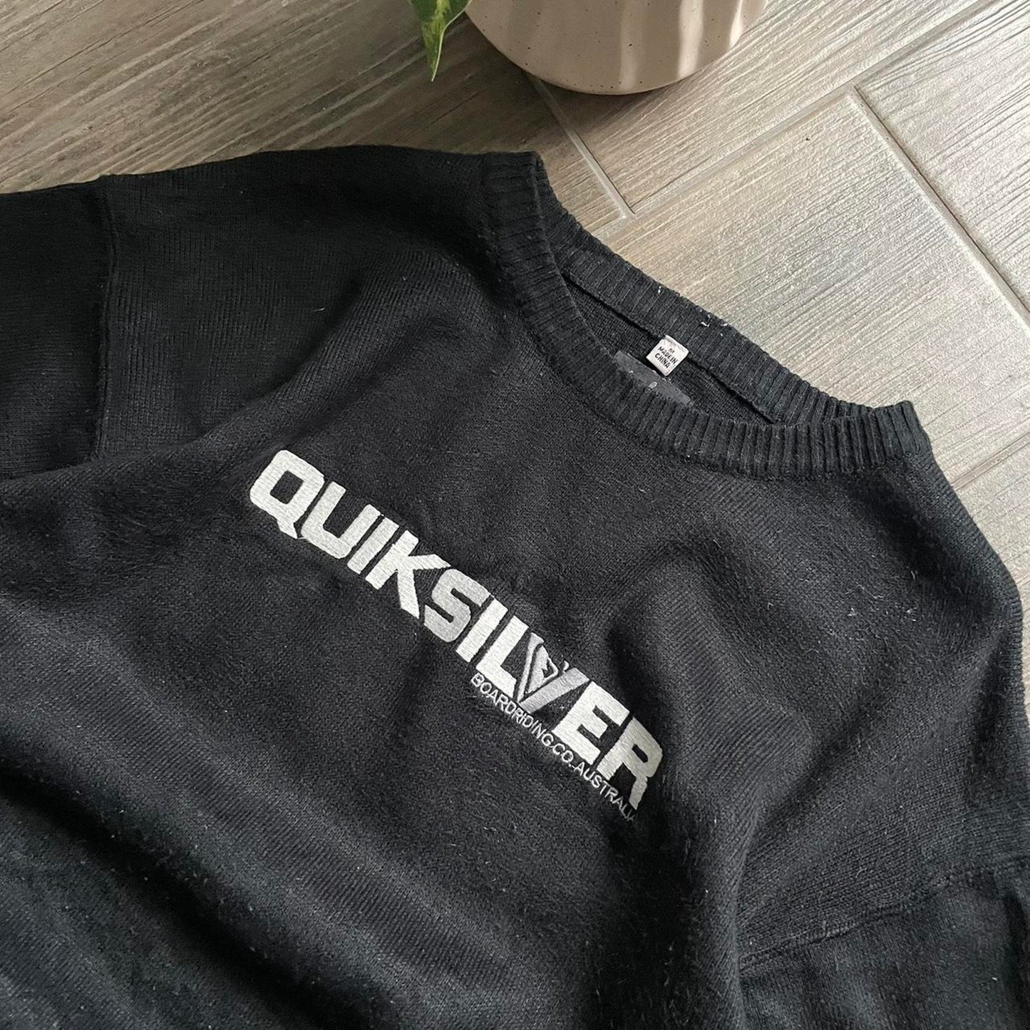Y2K Quiksilver black knitt winter baggy surf M sweater