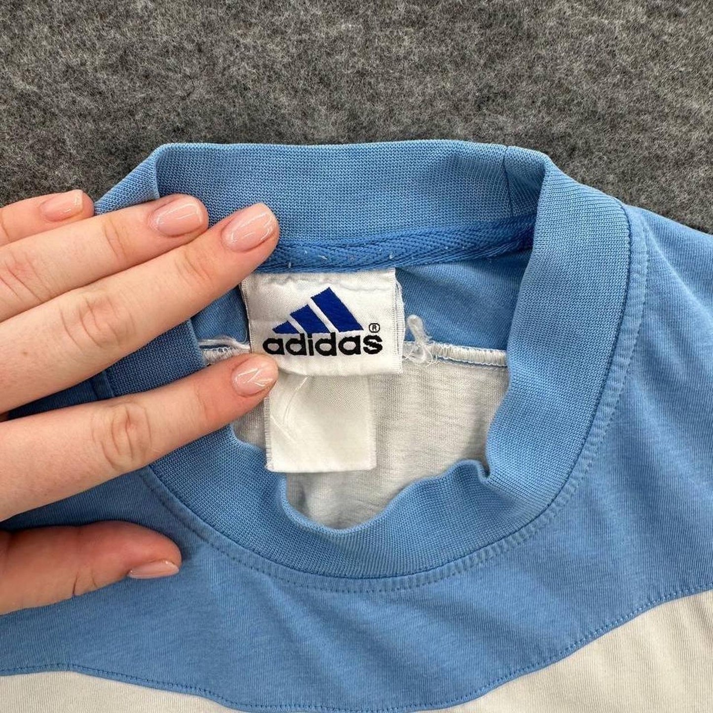 Adidas white and blue color blocked