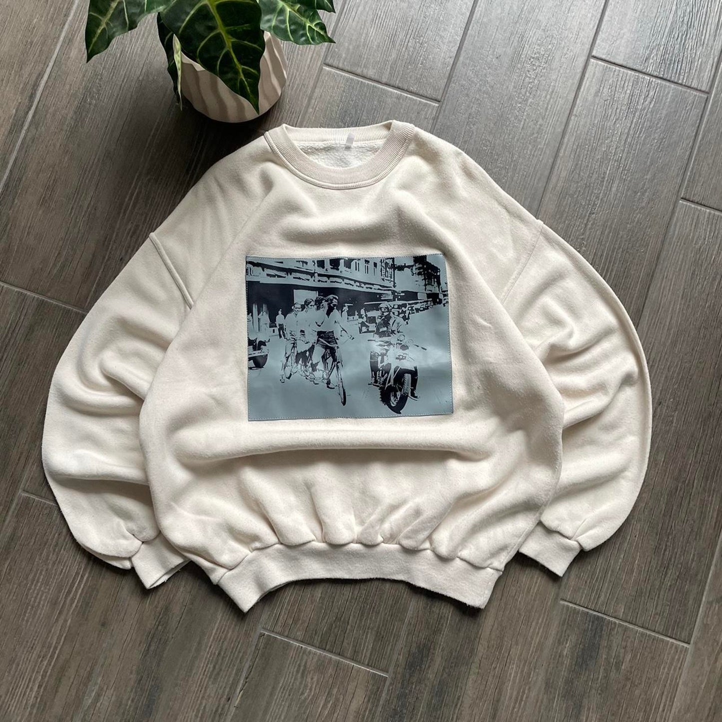 Vintage oversized beige baggy y2k L sweatshirt