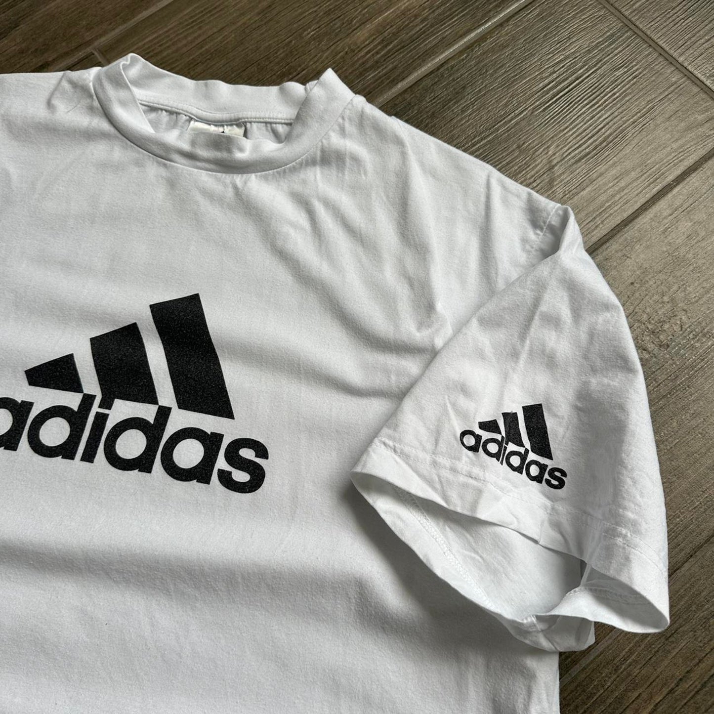 Adidas white cotton t shirt with