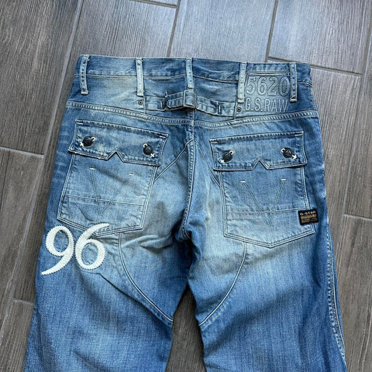 G-Star Raw distressed blue denim jeans