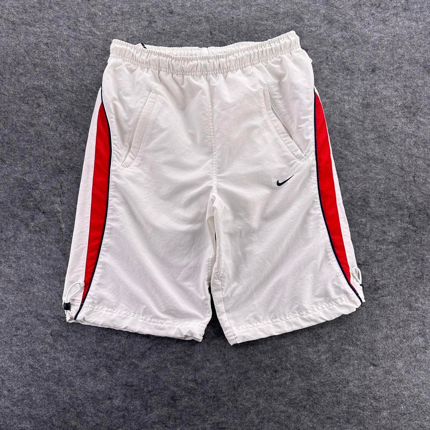 Nike white shorts with red