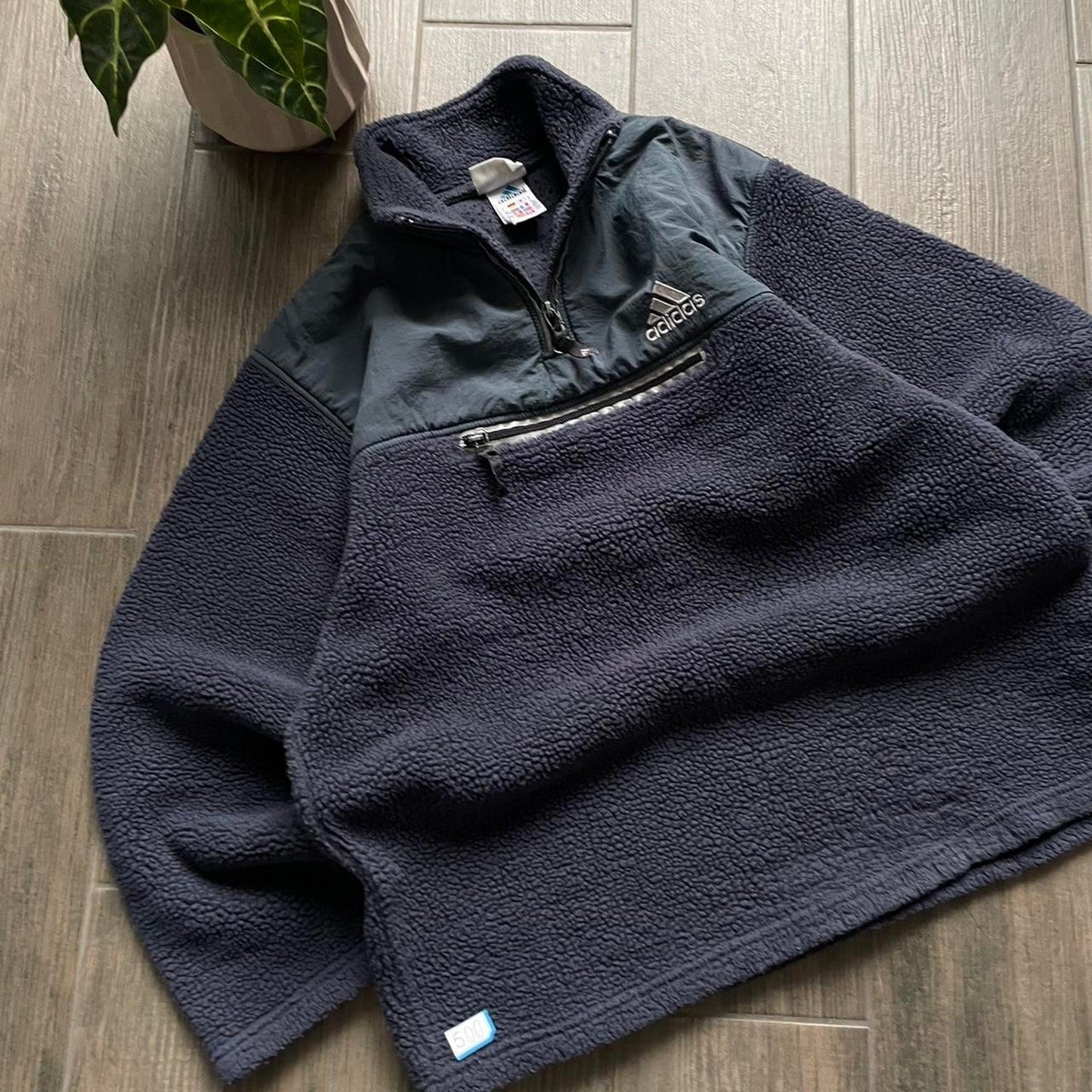 Adidas baggy winter teddy navy fleece streetwear M jumper