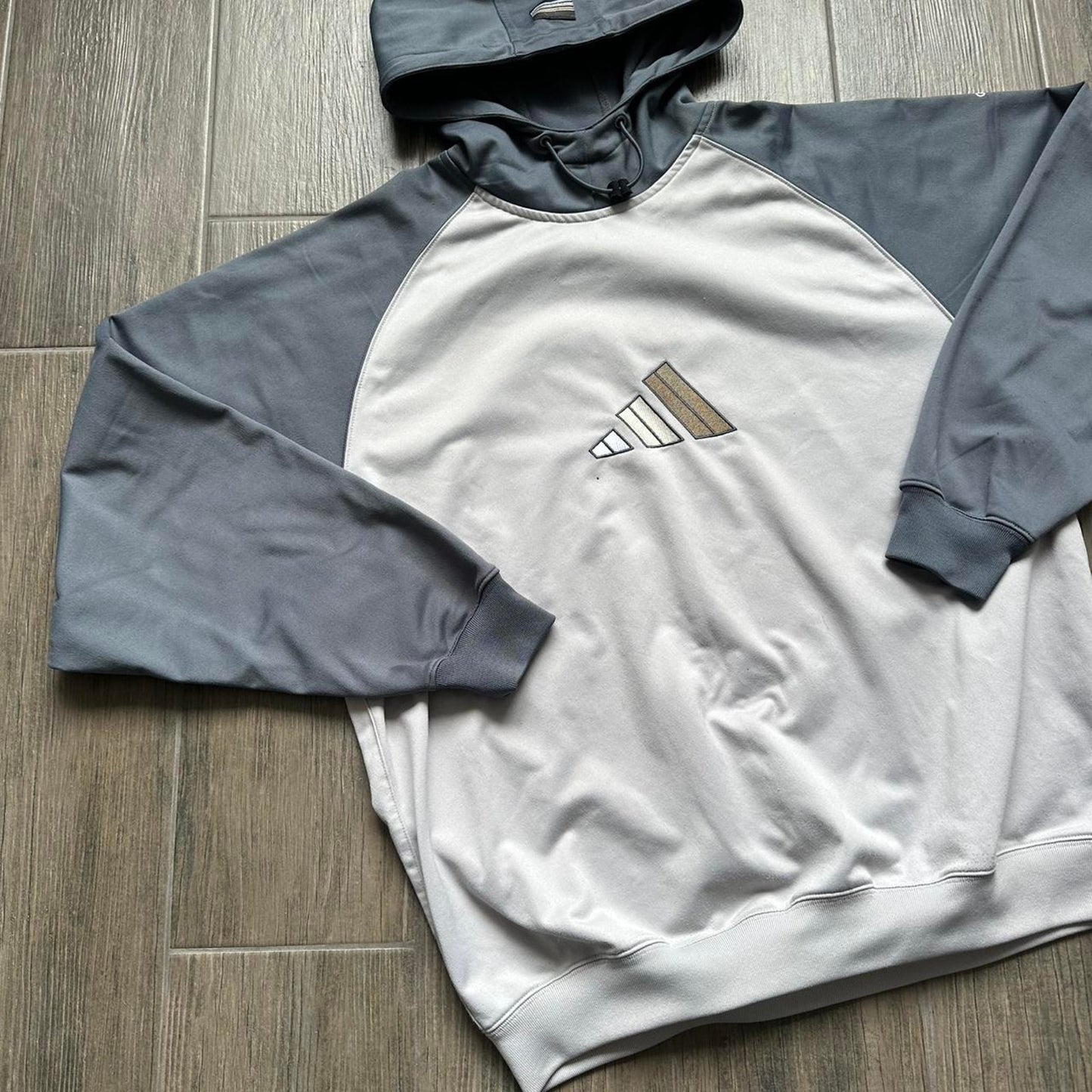 Adidas grey and white hoodie