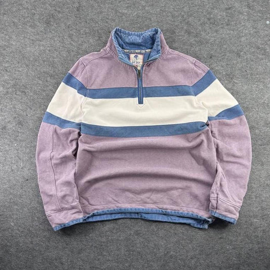 FatFace Striped Quarter Zip Rugby Jumper Size L
