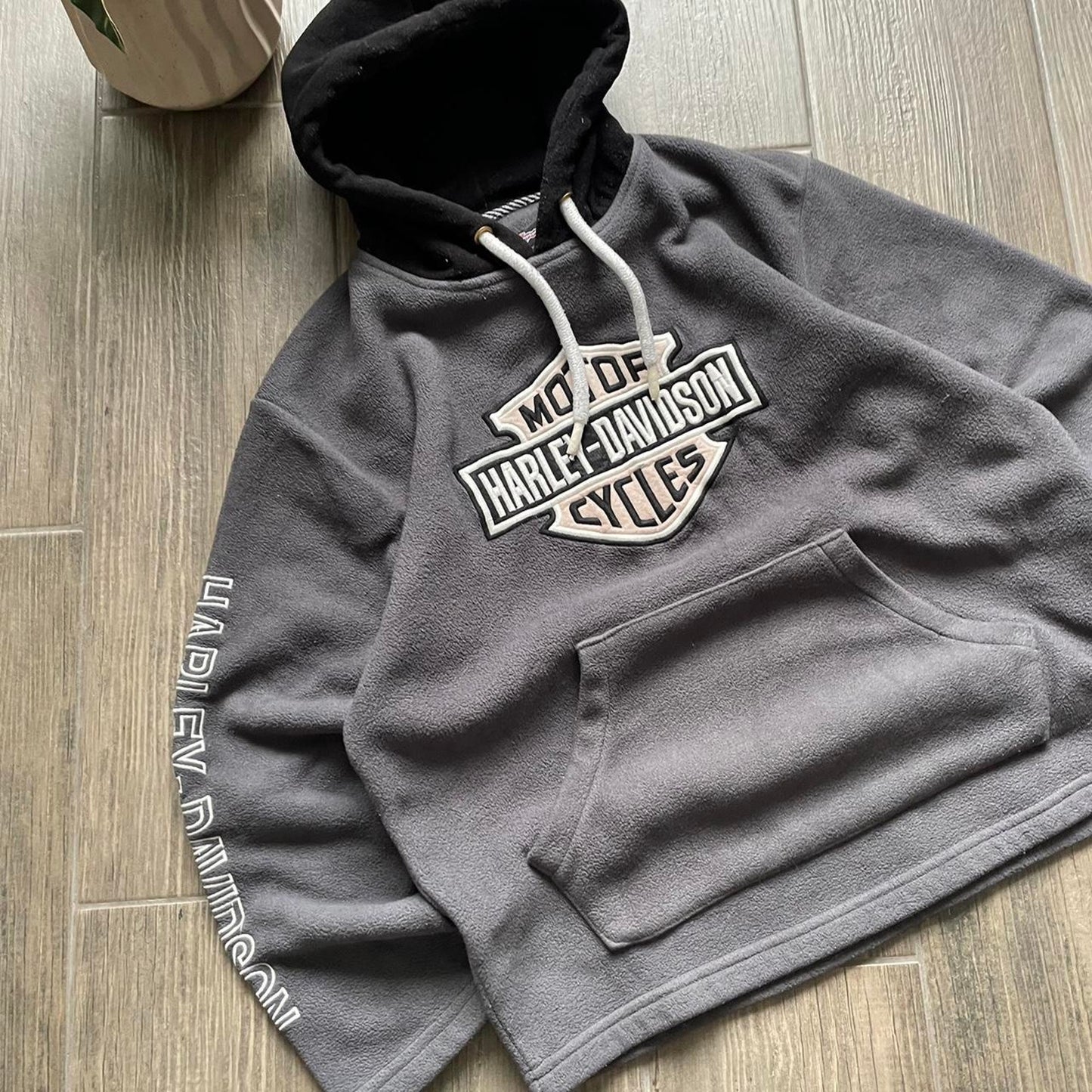 Harley Davidson fleece y2k baggy grey M hoodie