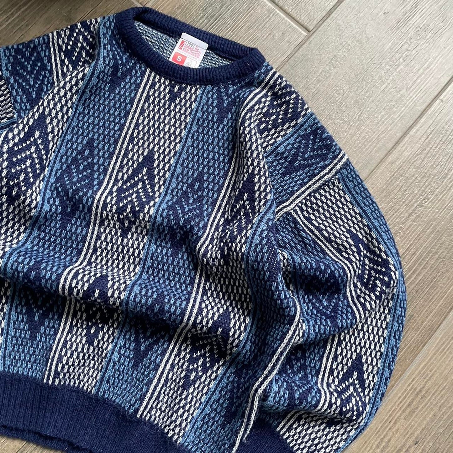 Y2k blue vintage made in UK S jumper