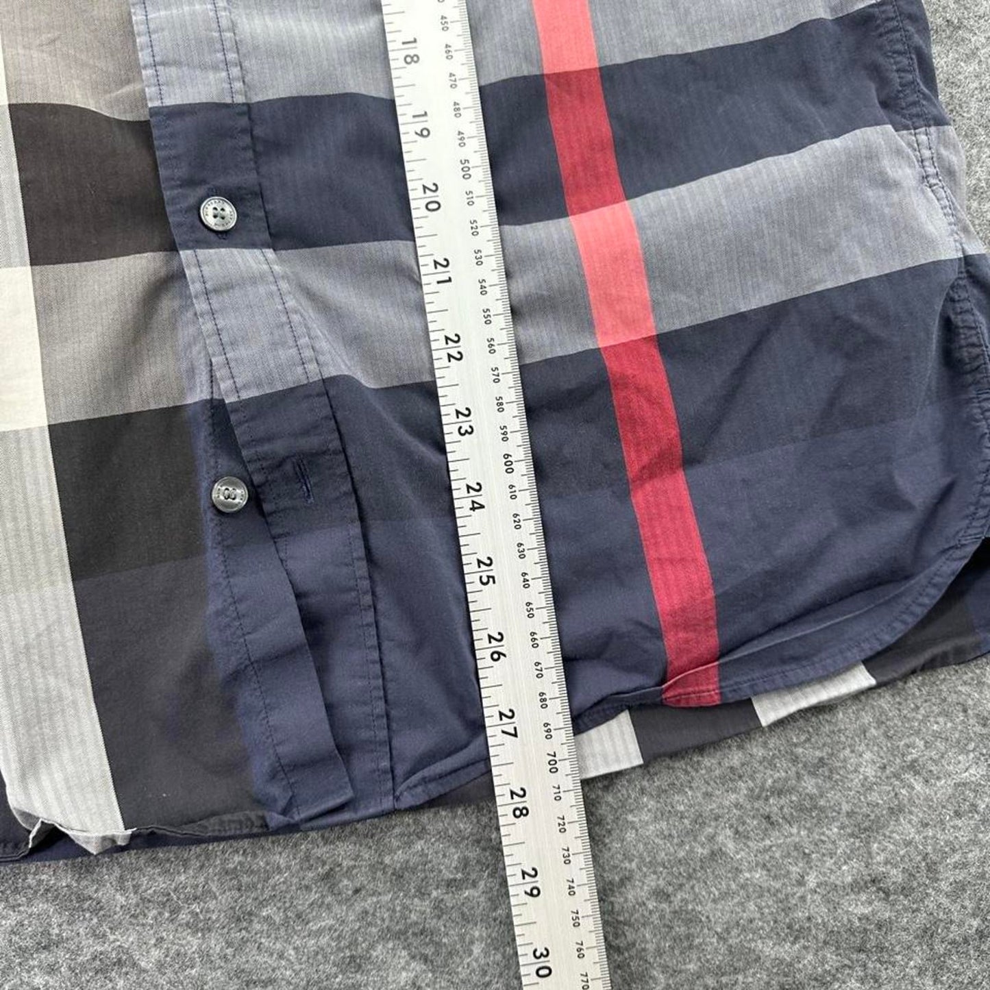 Burberry navy blue checkered button
