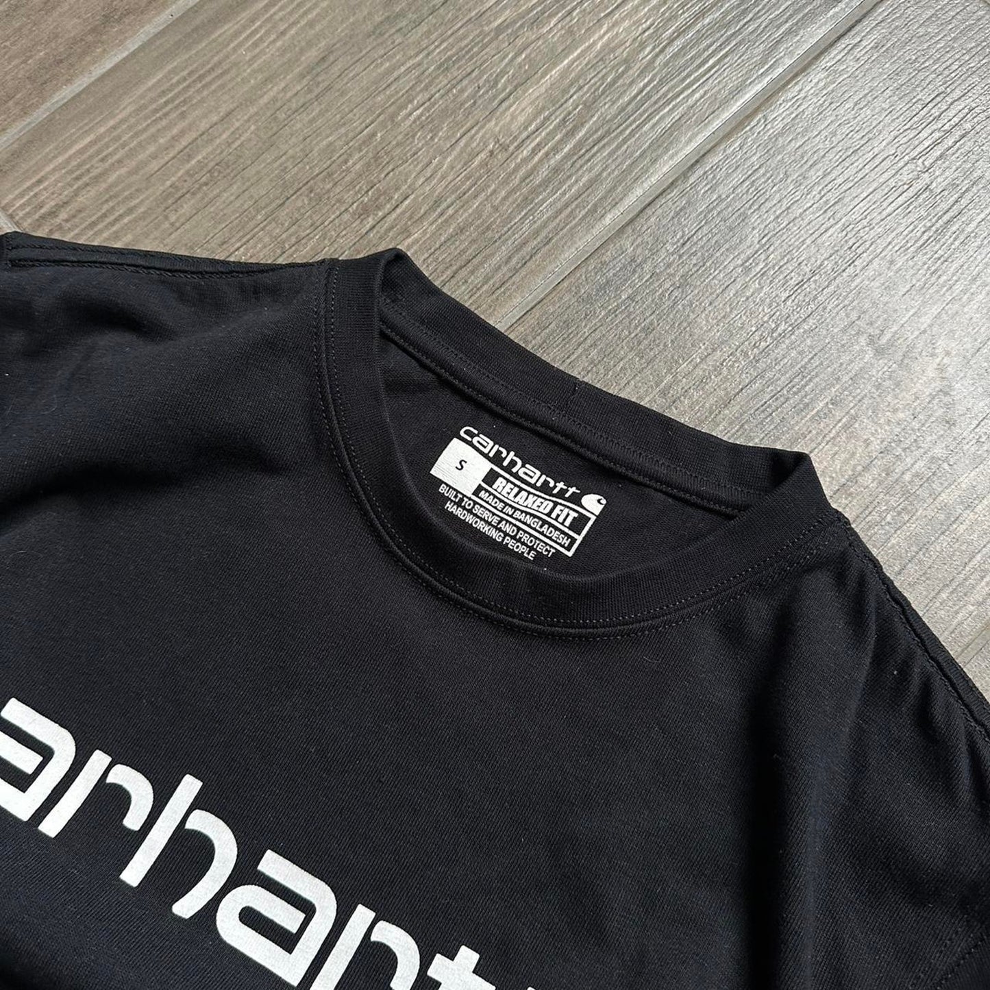 Carhartt black t-shirt with white logo
