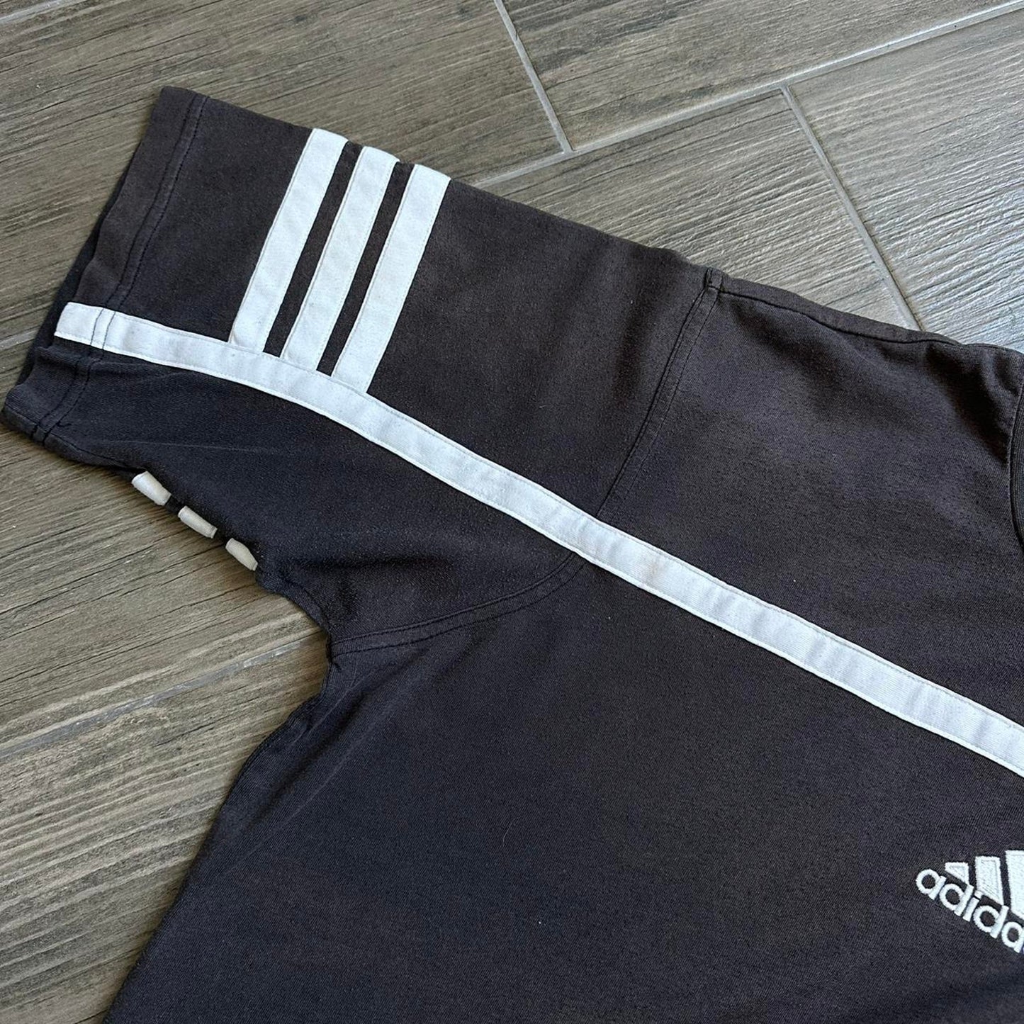 Adidas black and white striped tee