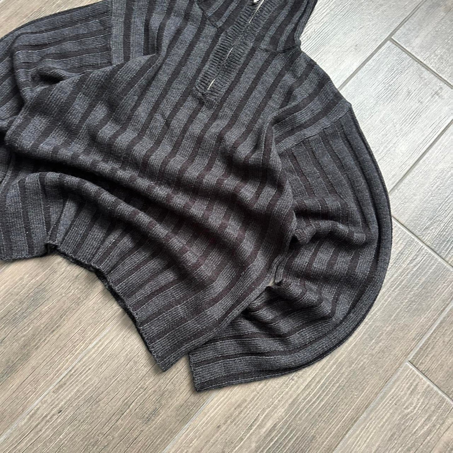 Black ribbed zip vintage sweater