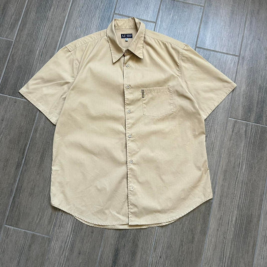 Armani Jeans tan button up shirt