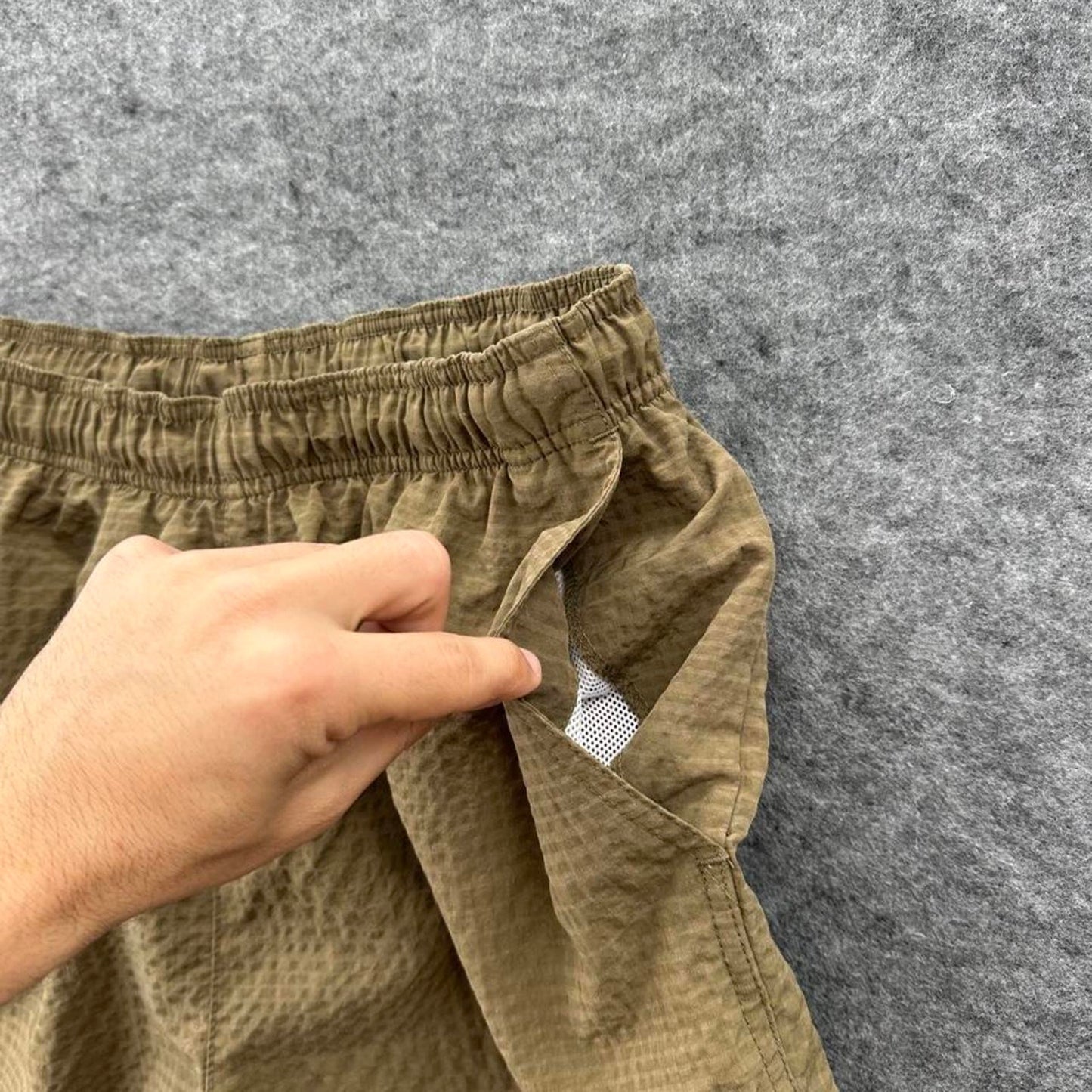 Nike brown shorts with white