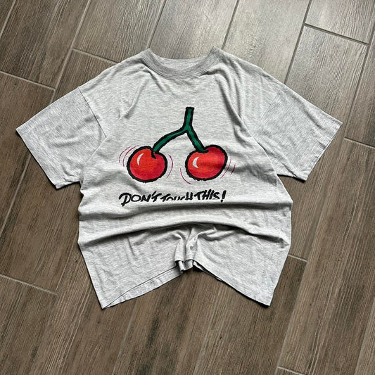 Y2k Cherry boobs grey baggy tee