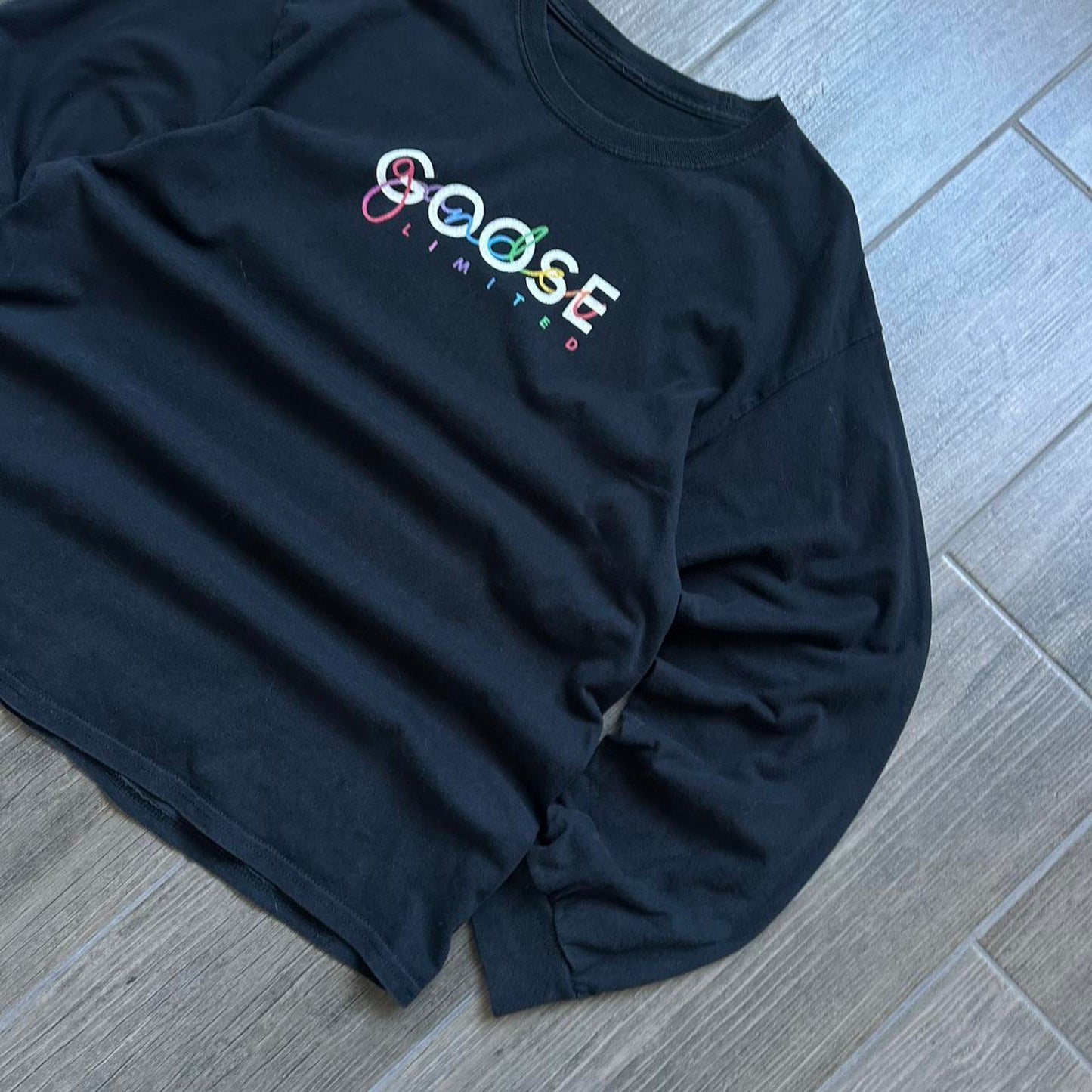 Golden Goose style black long sleeve tee
