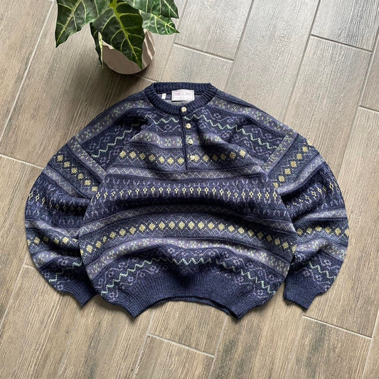 Y2k vintage grandpacore navy made in Italy L jumper