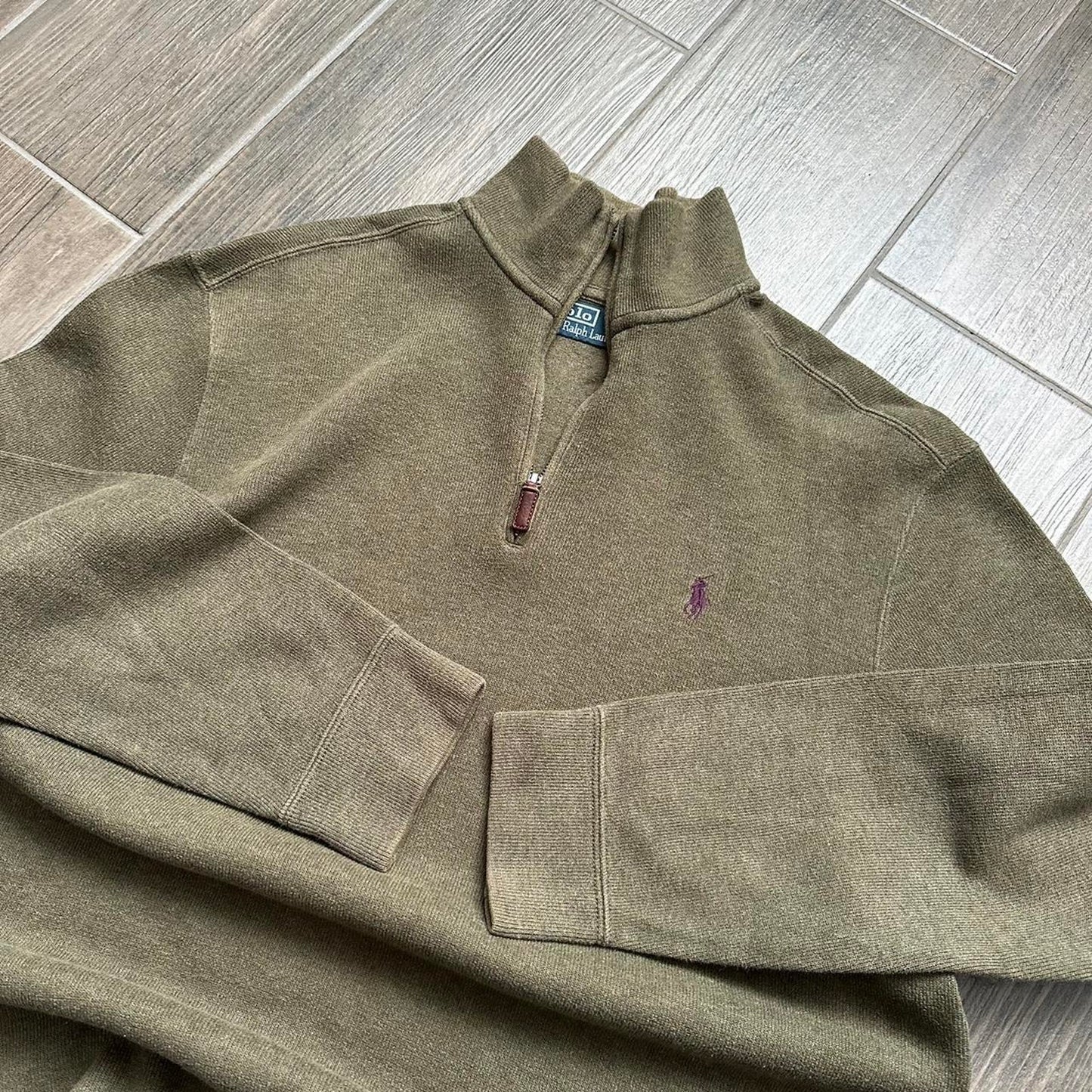 Polo Ralph Lauren 1/3 khaki y2k baggy casual sweatshirt