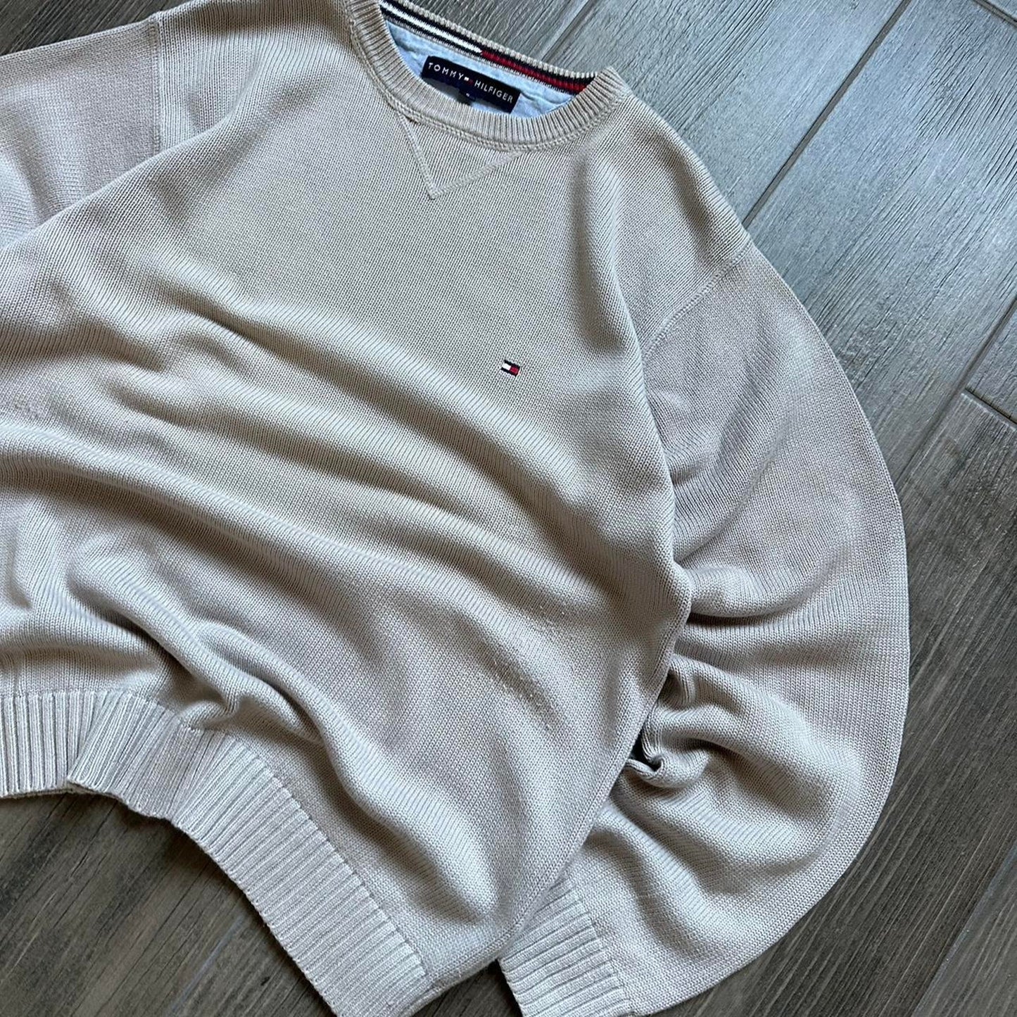 Tommy Hilfiger knitted beige cotton sweater