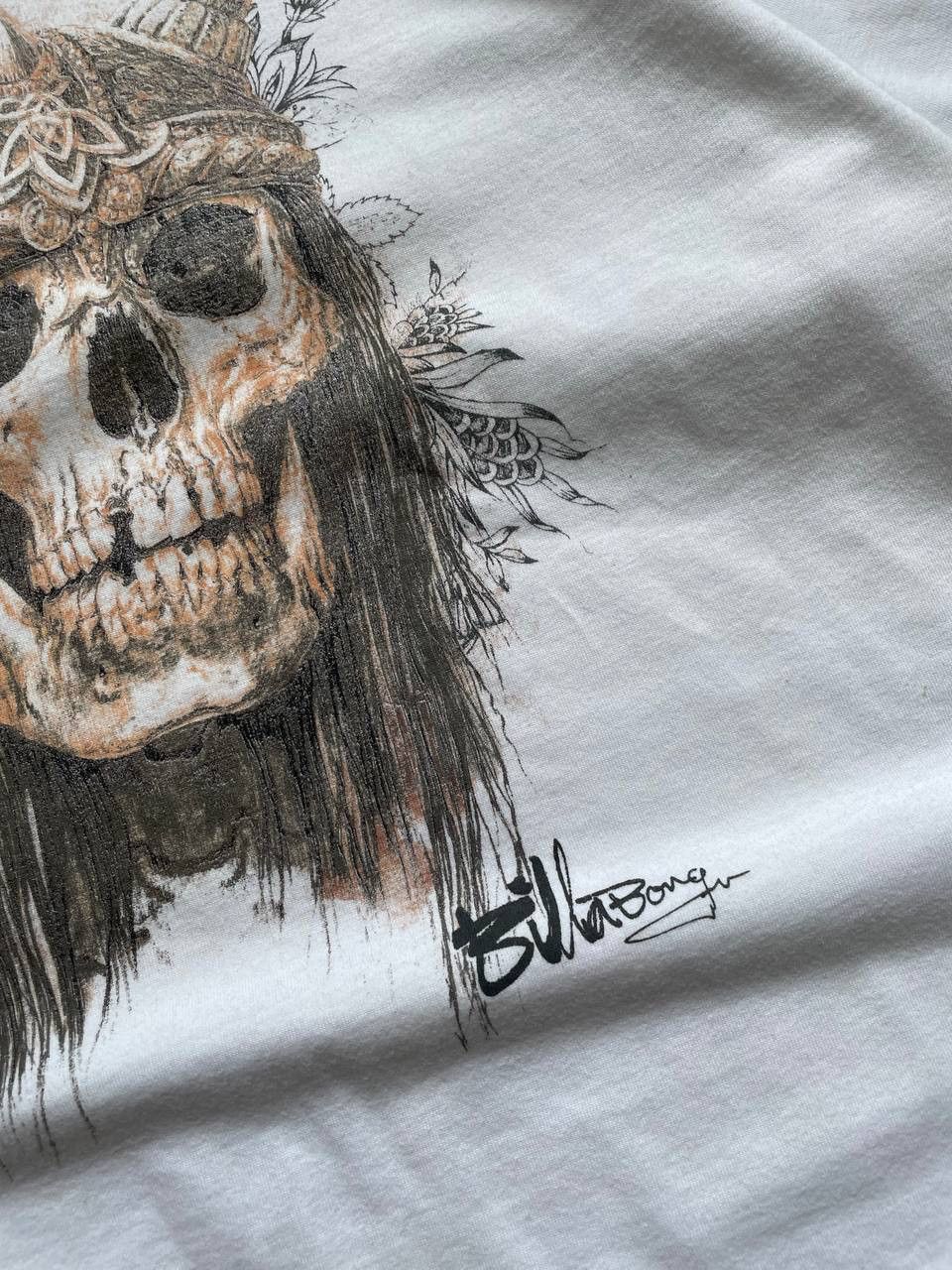 Billabong white baggy skeleton y2k t-shirt