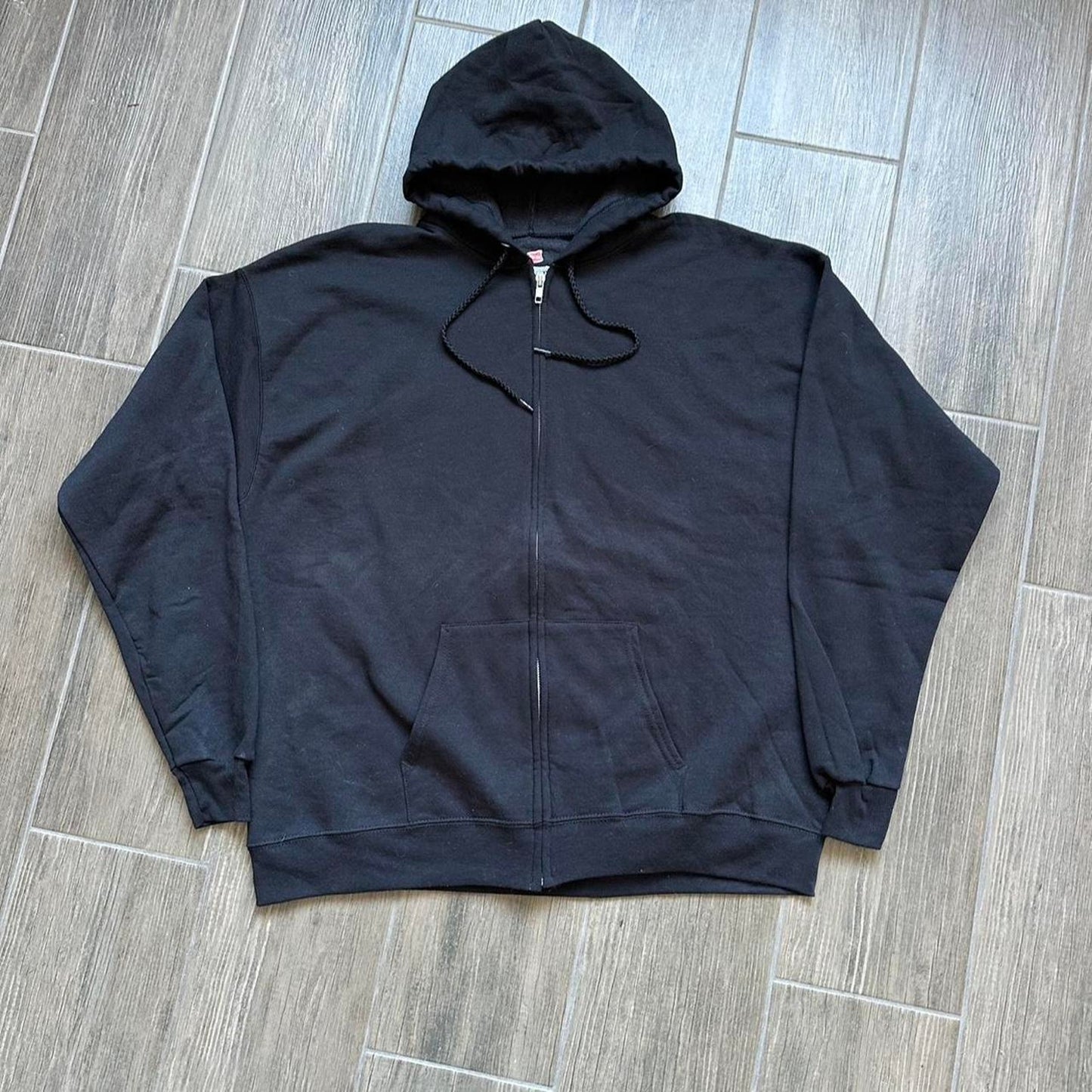 Y2k black zip baggy hoodie