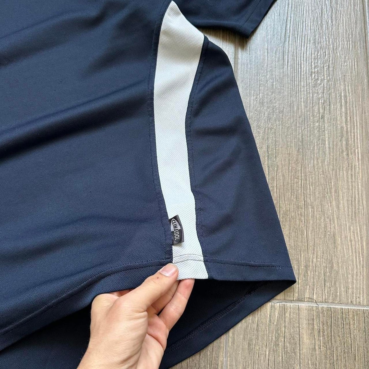 Adidas navy blue & white striped jersey
