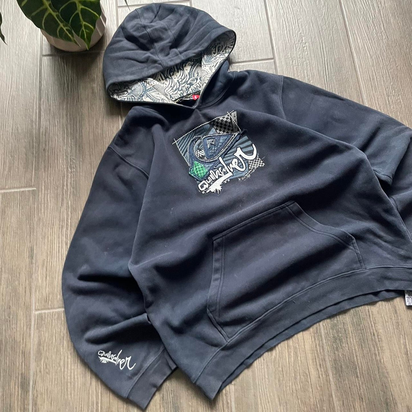 Quiksilver navy y2k surf-wear XS-S hoodie