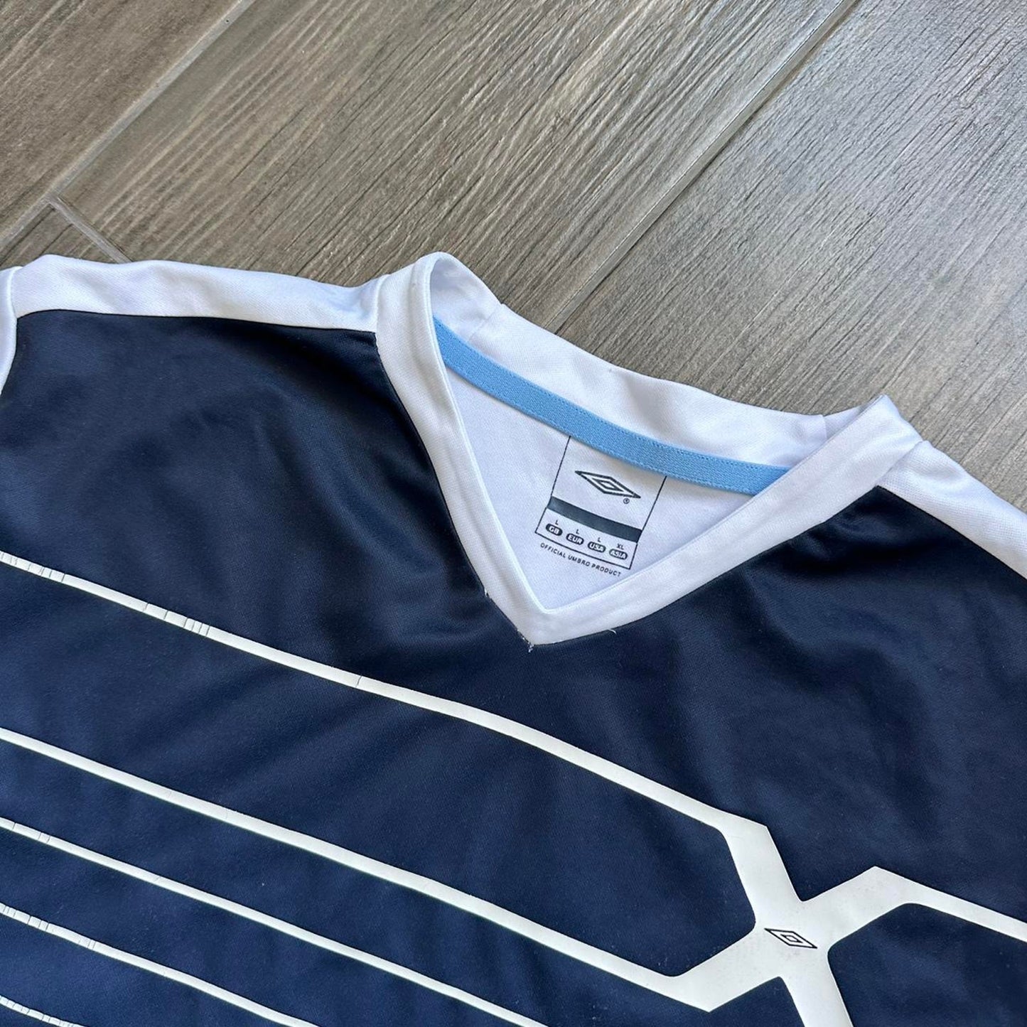 Umbro blue white striped
