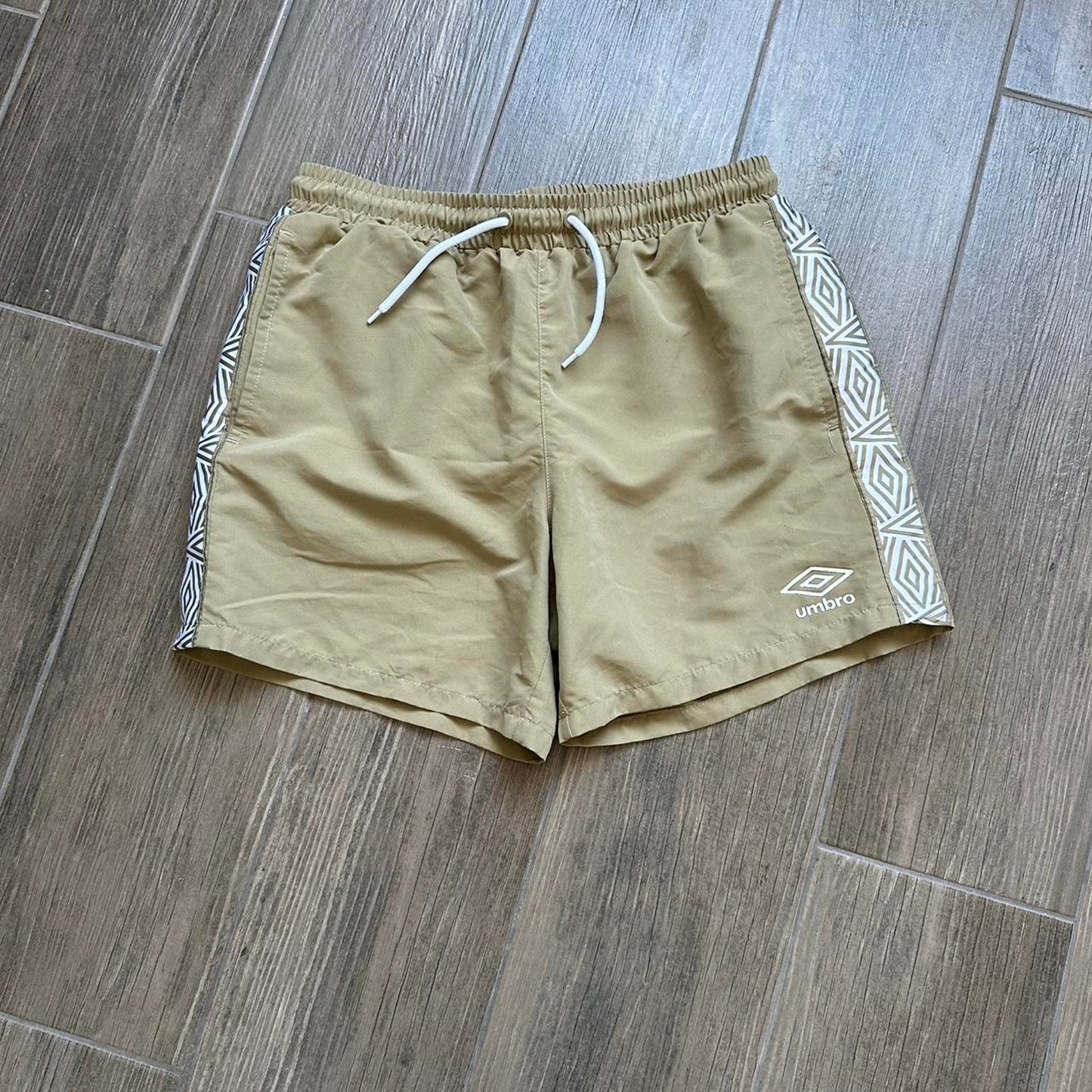 Umbro khaki shorts with white