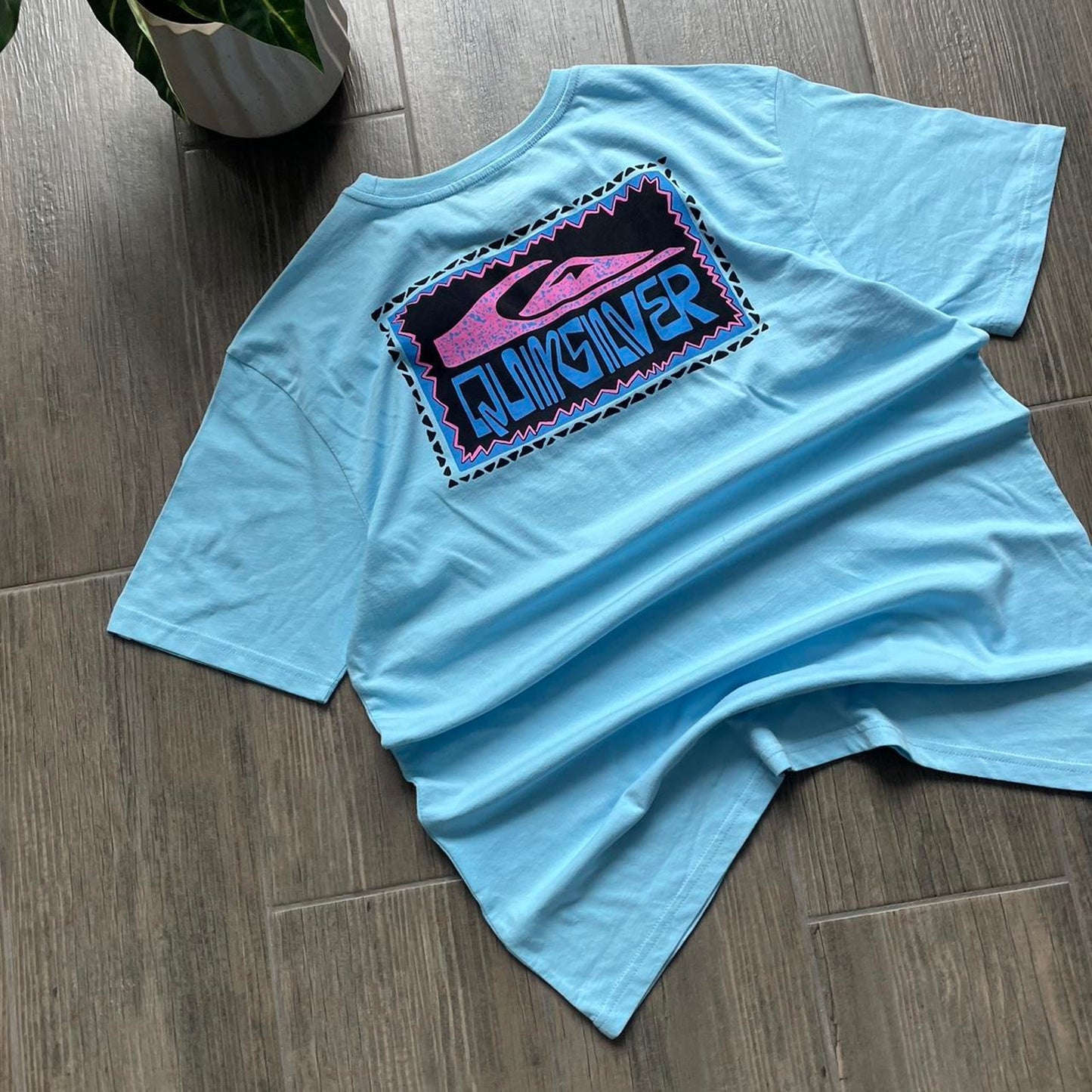 Quiksilver blue big logo surf cotton t-shirt M