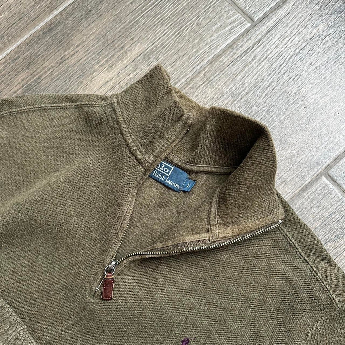 Polo Ralph Lauren 1/3 khaki y2k baggy casual sweatshirt