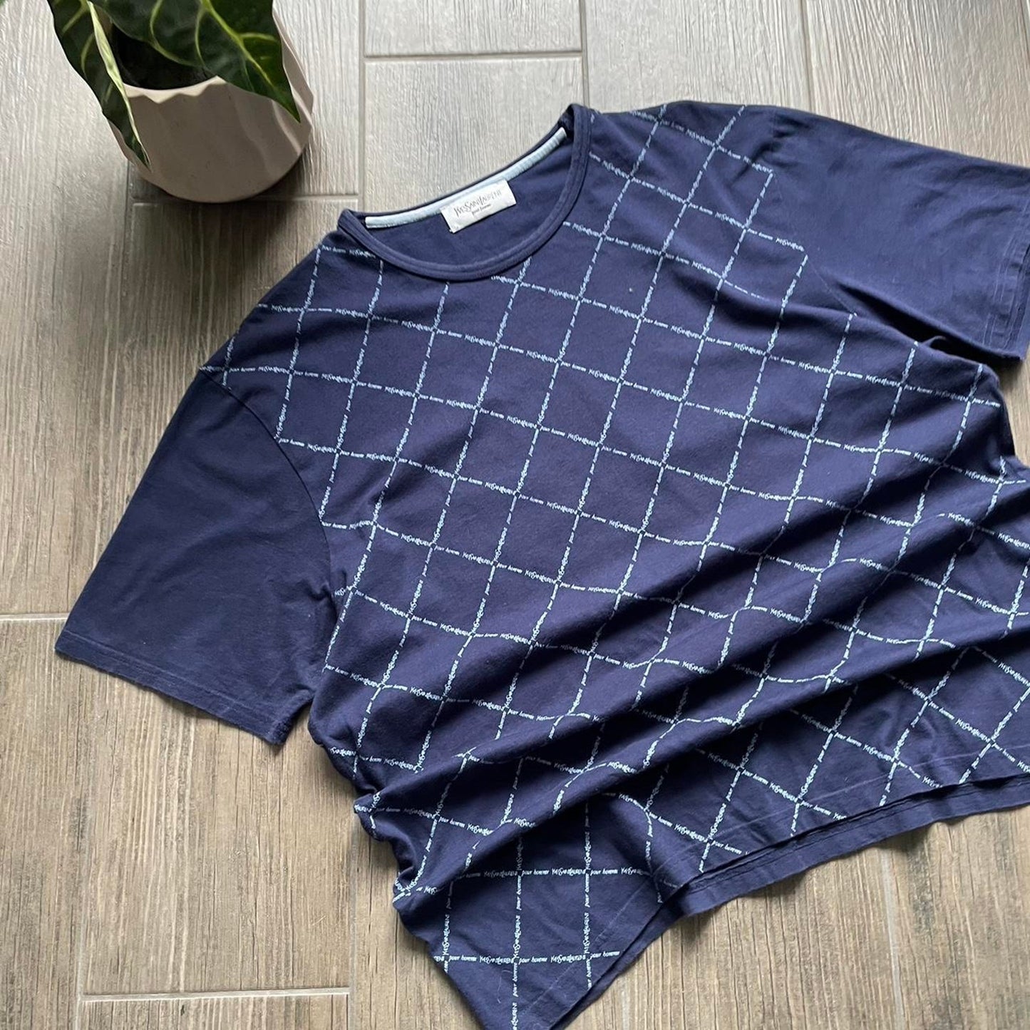 Yves Saint Lauren y2k luxury baggy navy XL tee