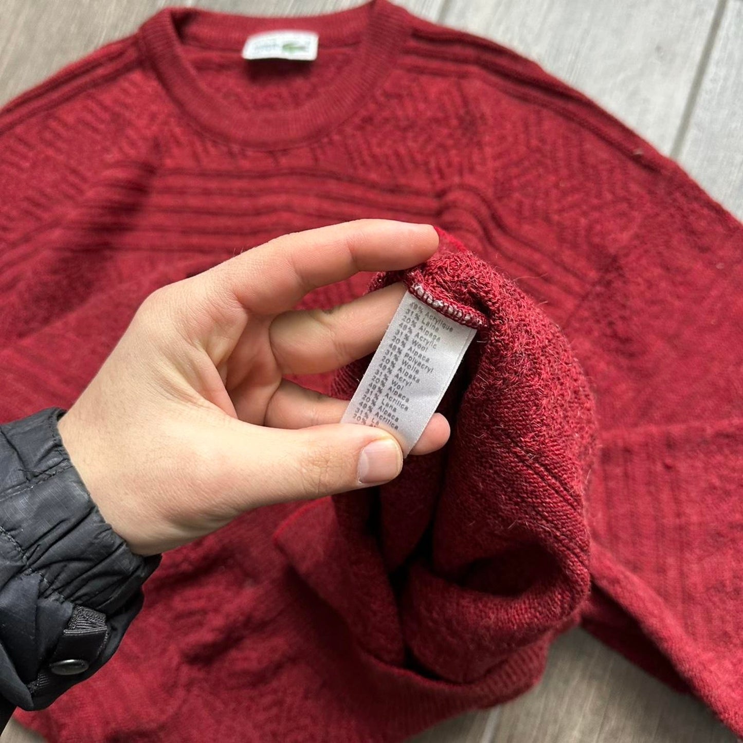 90s Chemise Lacoste red knit sweater