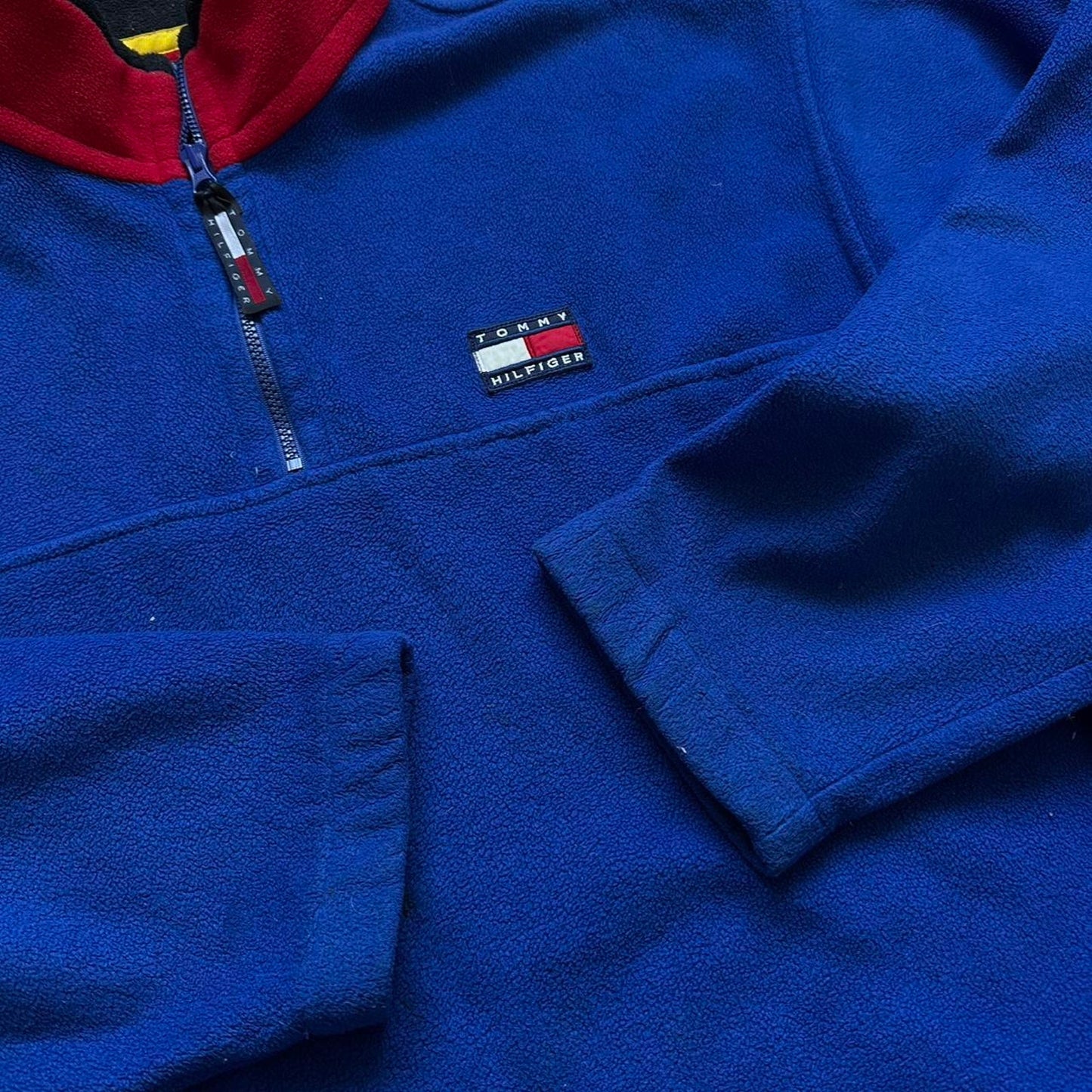Tommy Hilfiger blue fleece quarter zip vintage L jumper