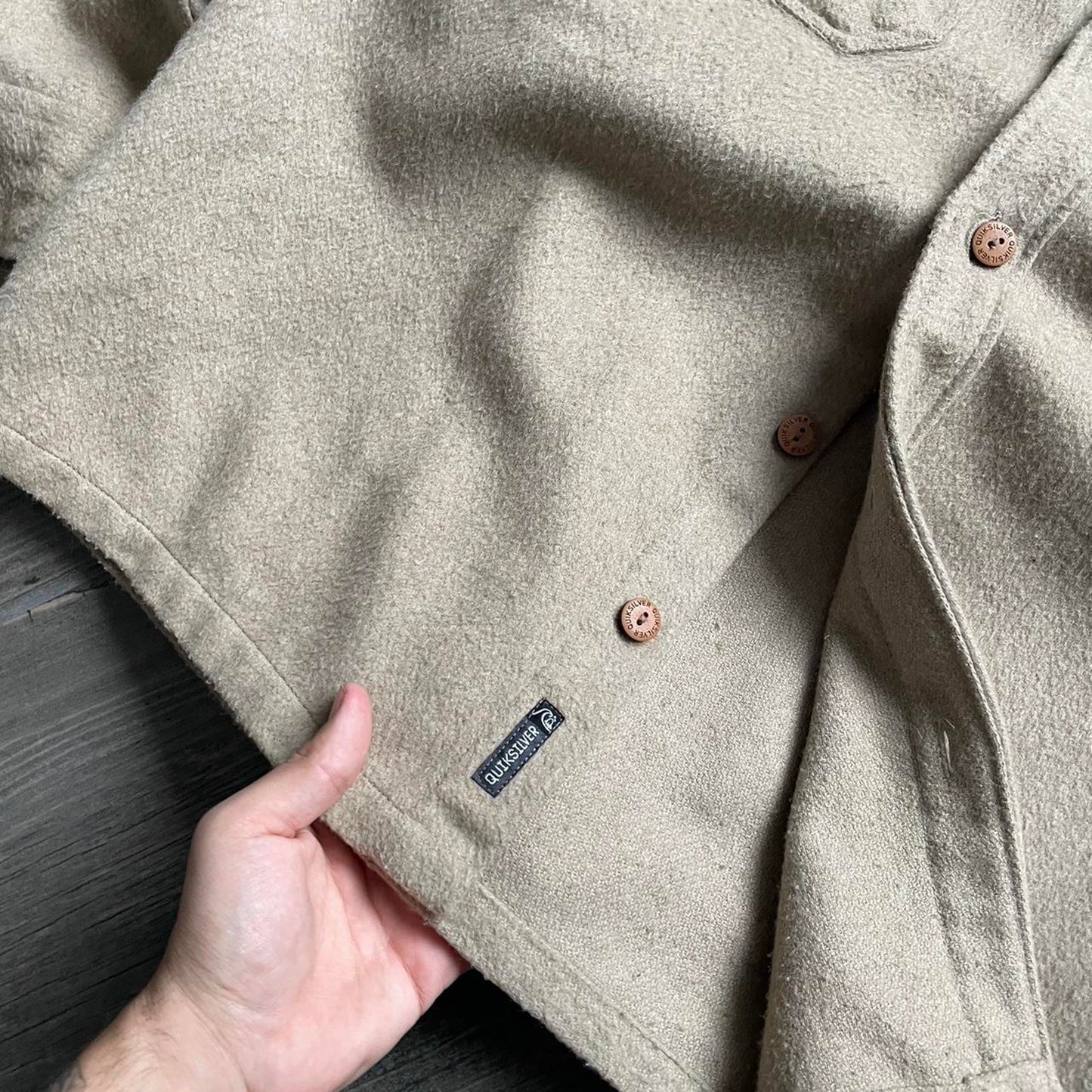 Quiksilver y2k beige wool surf M-L overshirt jacket