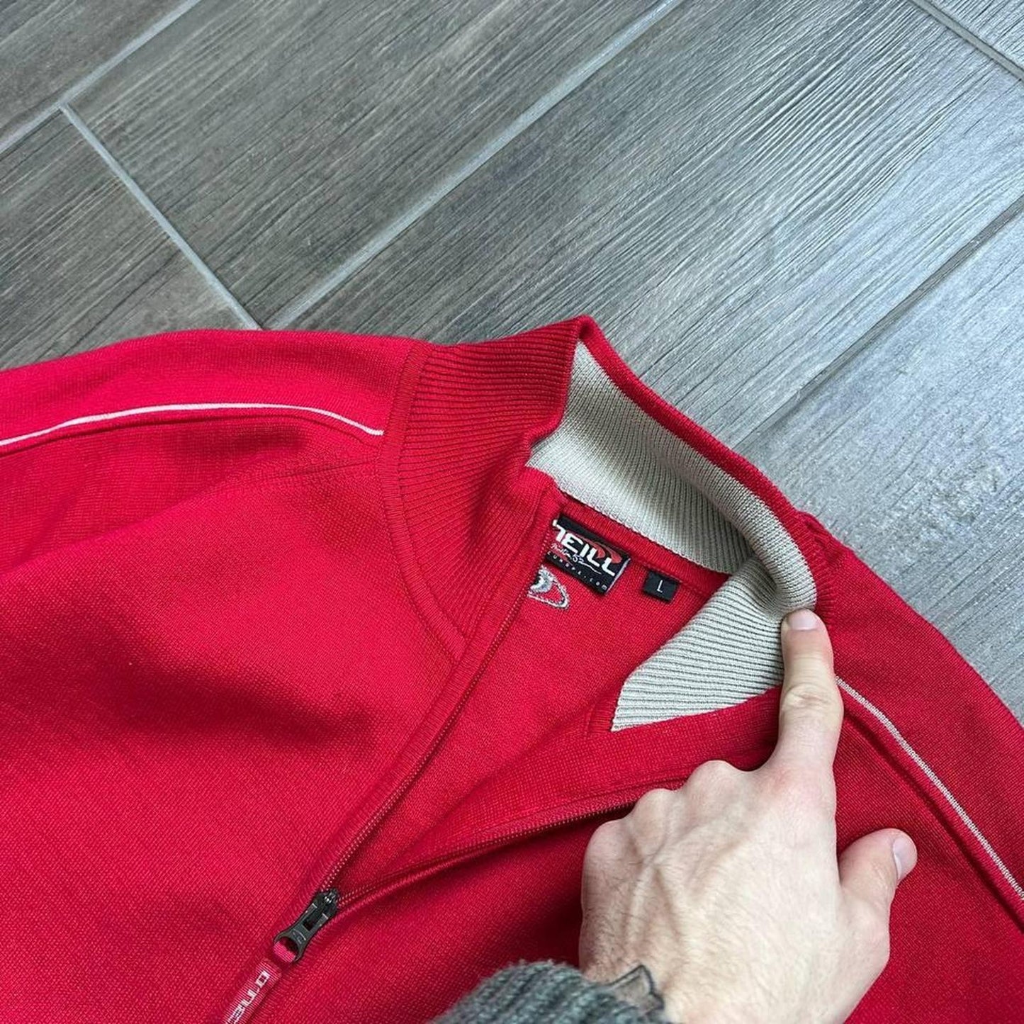 Oneill y2k surf-wear knitted zip jumper