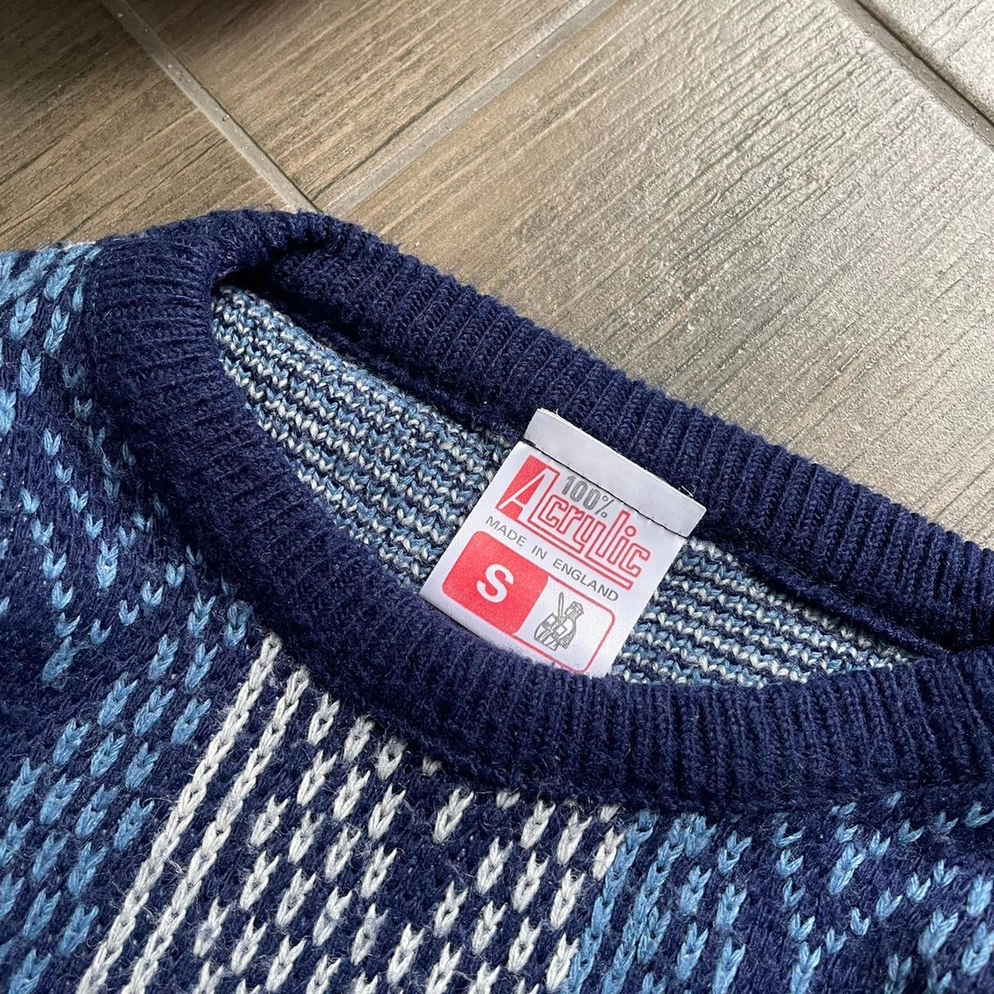 Y2k blue vintage made in UK S jumper