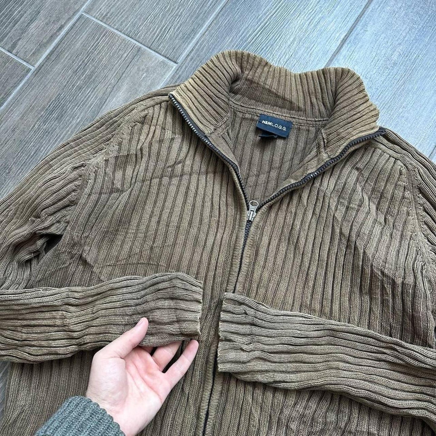 Y2k Japanese style knitted zip L jumper