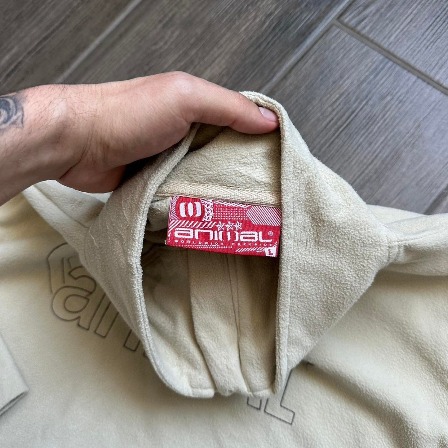 Animal cream quarter zip fleece