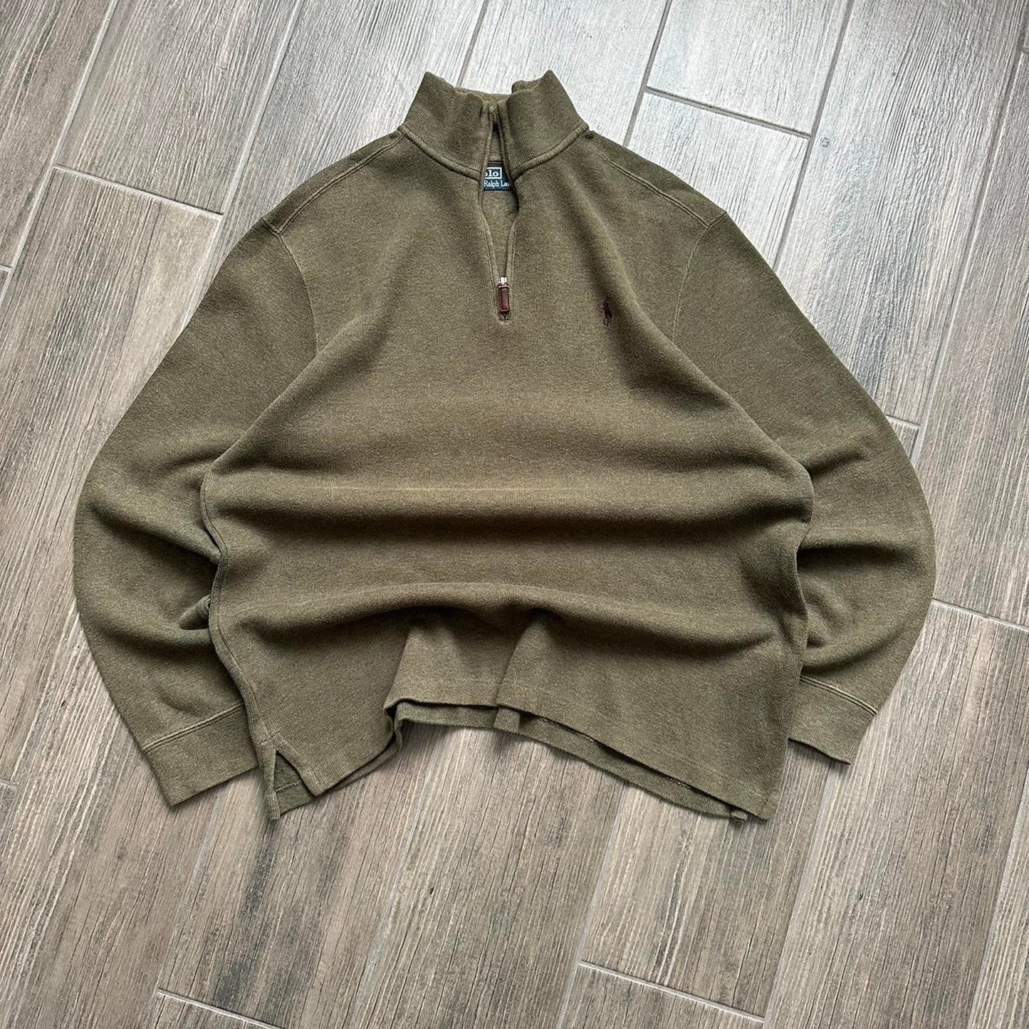 Polo Ralph Lauren 1/3 khaki y2k baggy casual sweatshirt