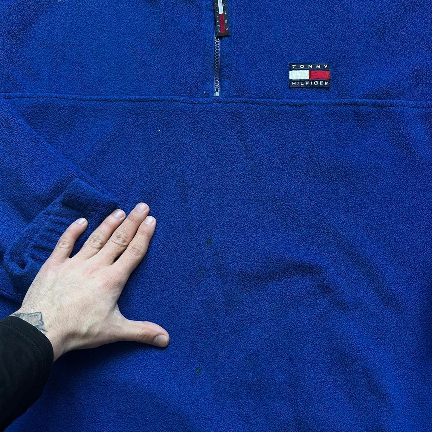 Tommy Hilfiger blue fleece quarter zip vintage L jumper