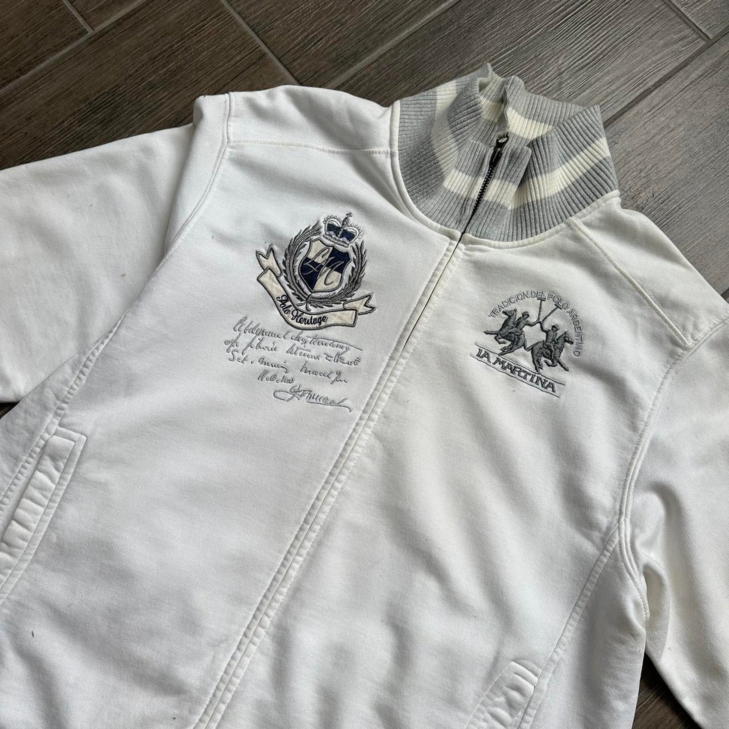 La Martina y2k white zip jacket