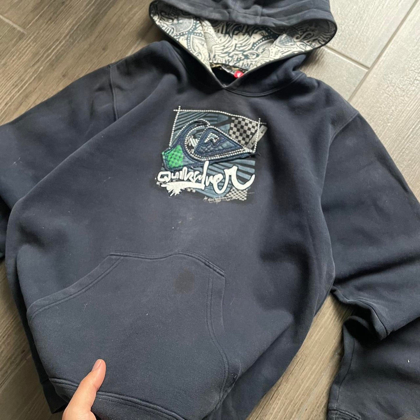 Quiksilver navy y2k surf-wear XS-S hoodie