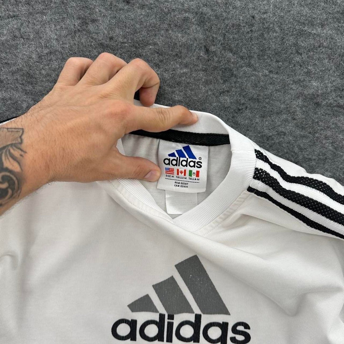 Adidas white t shirt with black