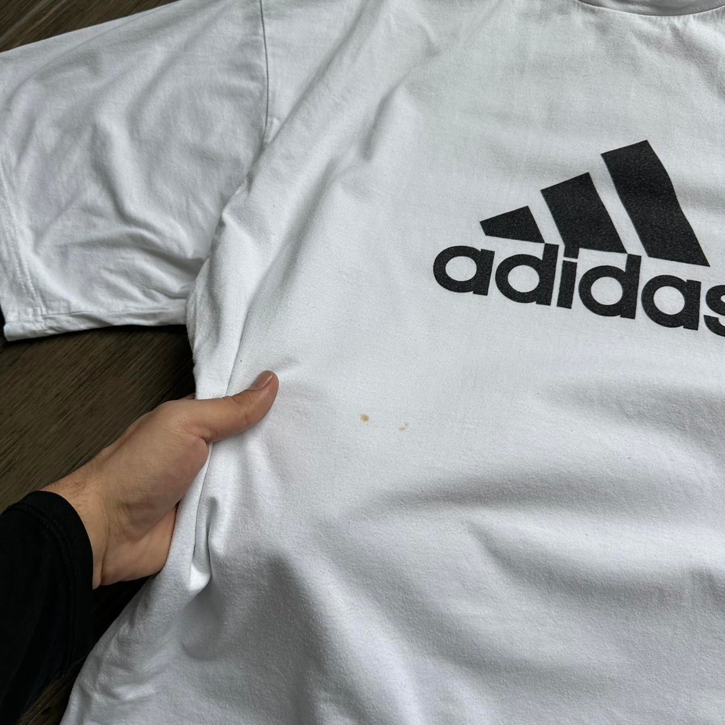 Adidas white cotton t shirt with