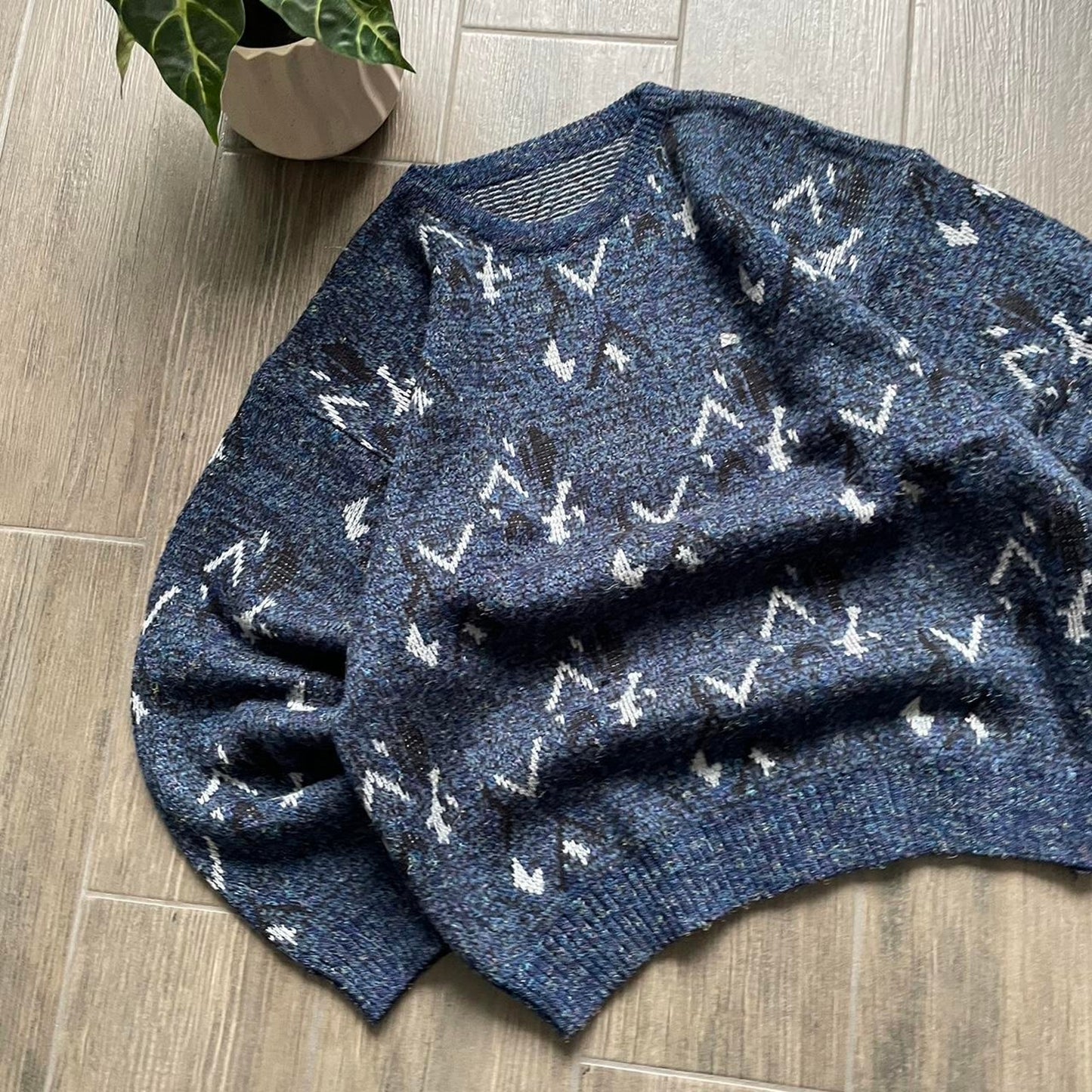 Y2k blue vintage made in UK XL jumper