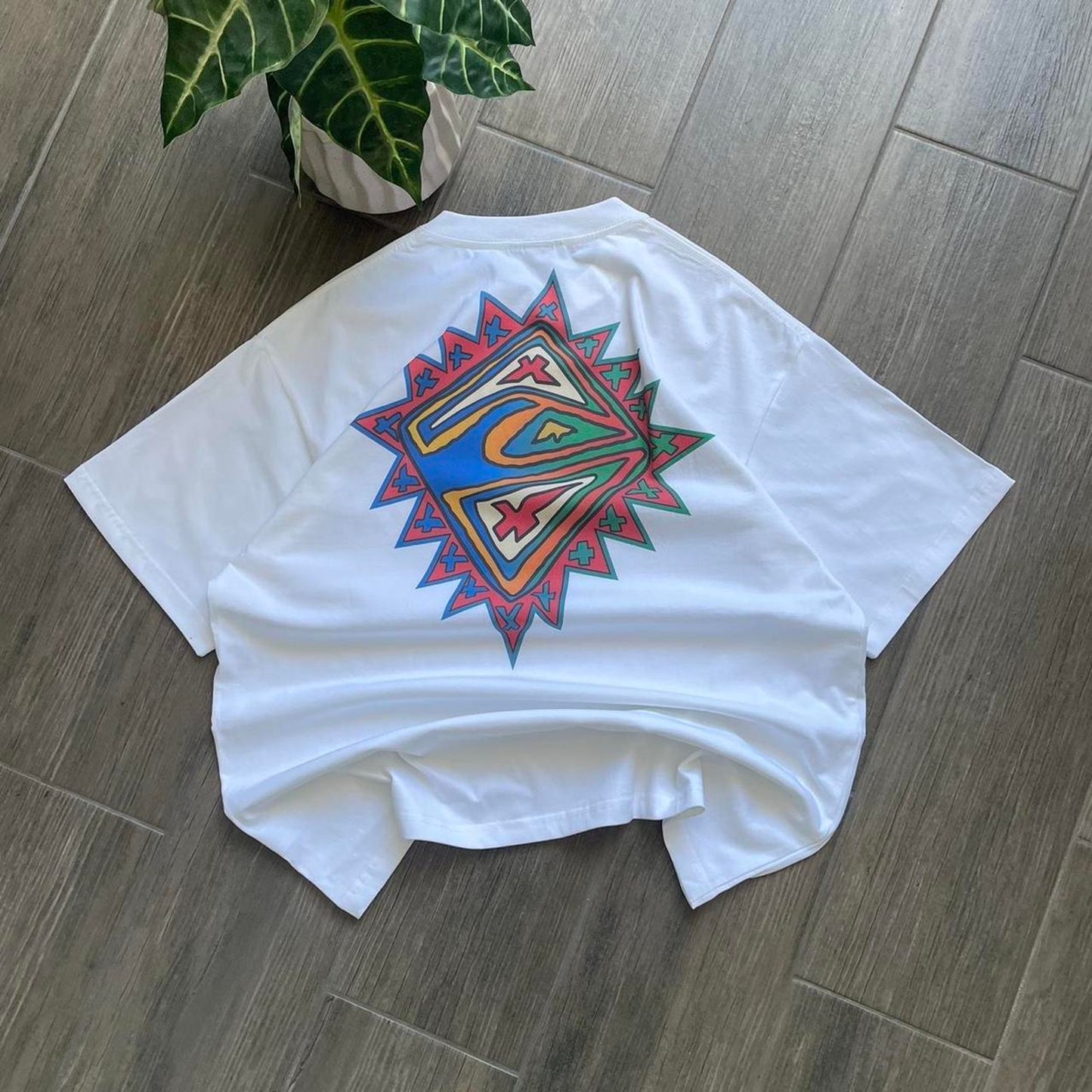 Quiksilver white big logo surf tee