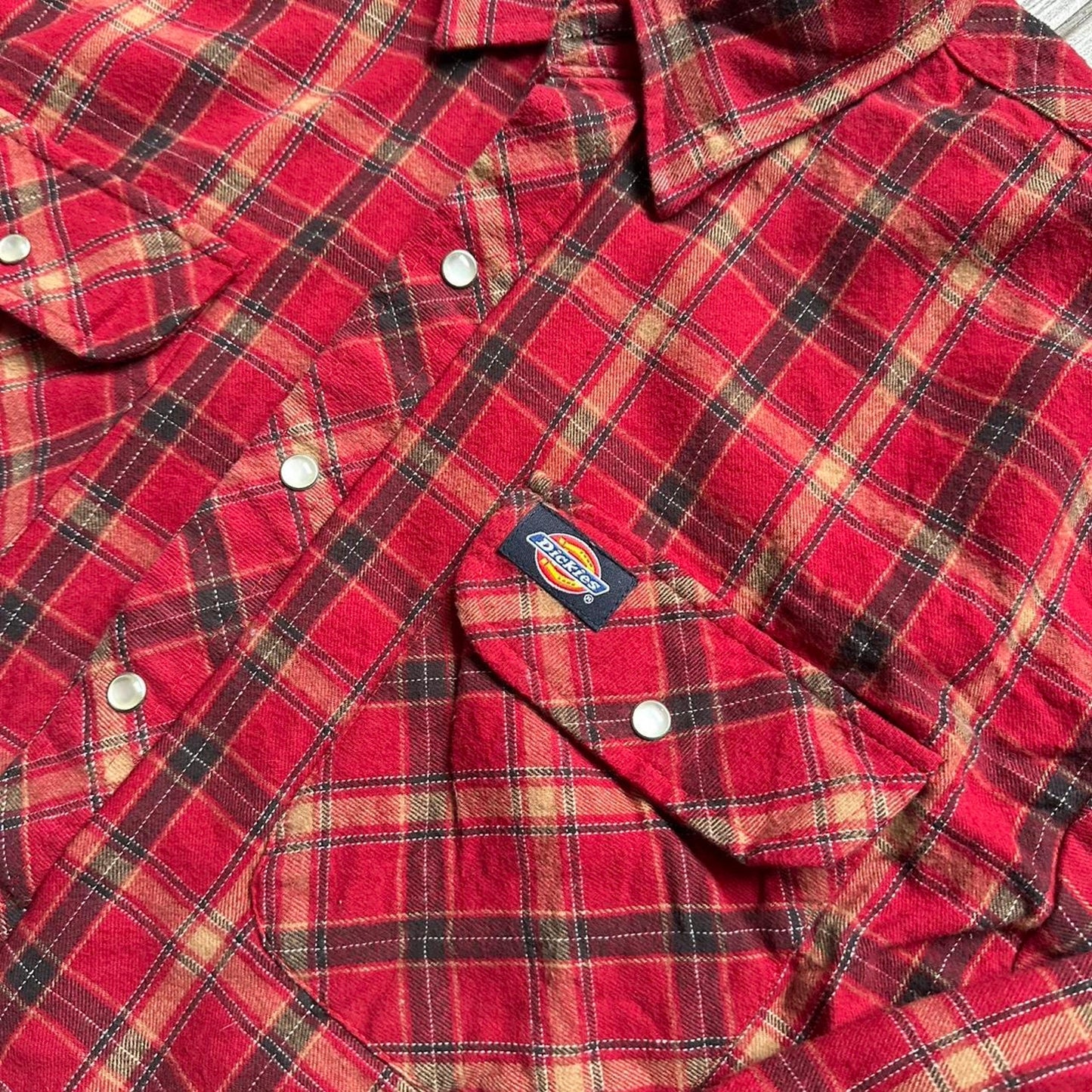 Dickies red plaid button up shirt